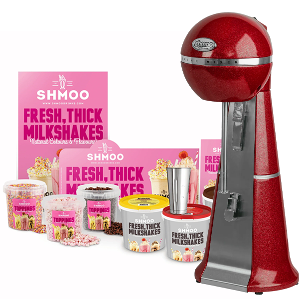 Aimia Foods Shmoo Milkshake Machine Shmoo Milkshake Red Spindle Mixer with Starter Pack