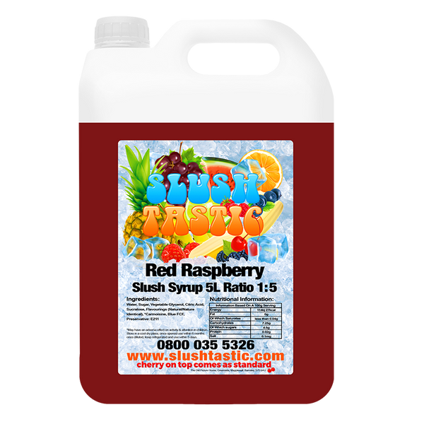 Corporate Vending Slush Syrup 5L Bottle Slushtastic Slush Syrup Red Raspberry