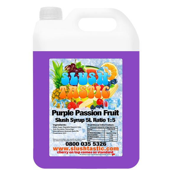 Corporate Vending Slush Syrup 5L Bottle Slushtastic Slush Syrup Purple Passion Fruit