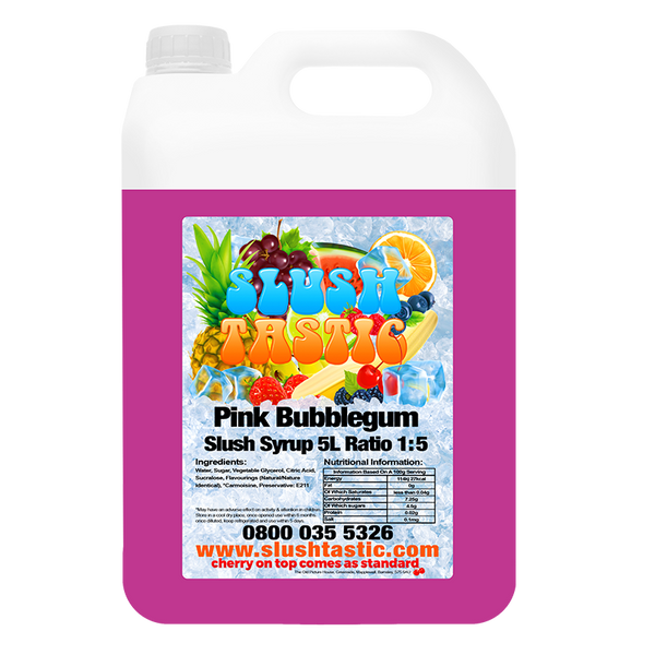 Corporate Vending Slush Syrup 5L Bottle Slushtastic Slush Syrup Pink Bubblegum