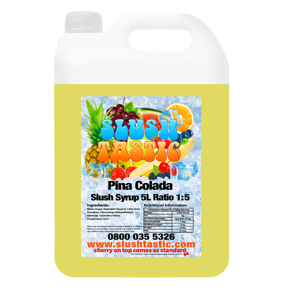 Corporate Vending Slush Syrup 5L Bottle Slushtastic Slush Syrup Pina Colada