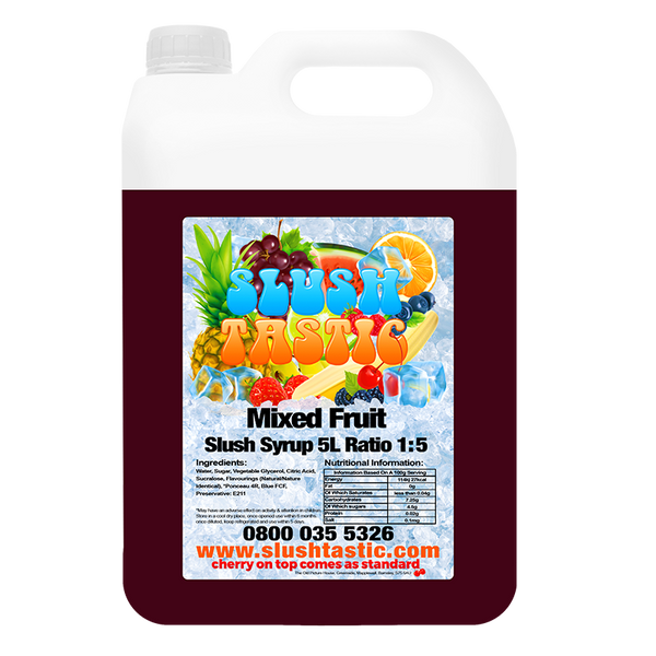 Corporate Vending Slush Syrup 5L Bottle Slushtastic Slush Syrup Mixed Fruit