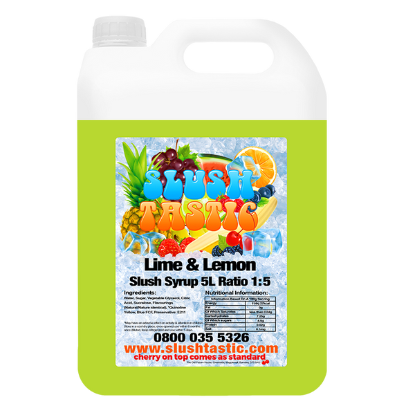Corporate Vending Slush Syrup 5L Bottle Slushtastic Slush Syrup Lime & Lemon