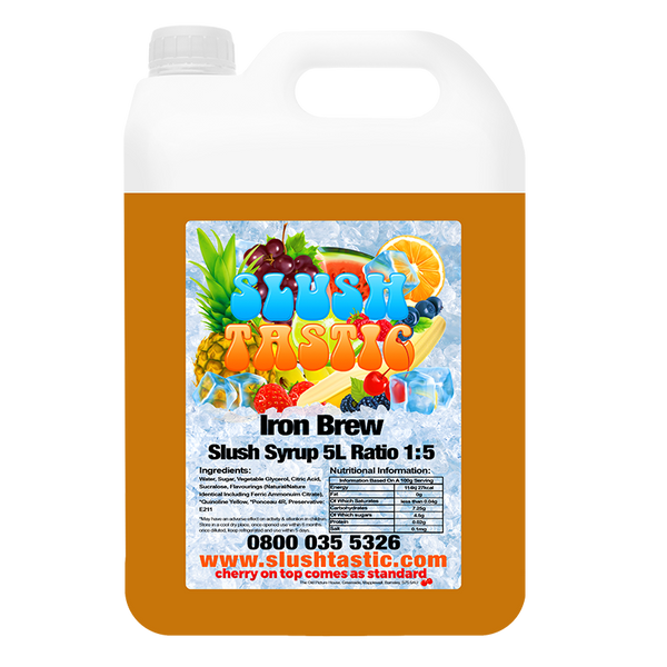 Corporate Vending Slush Syrup 5L Bottle Slushtastic Slush Syrup Iron Brew