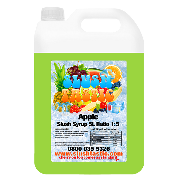 Corporate Vending Slush Syrup 5L Bottle Slushtastic Slush Syrup Apple