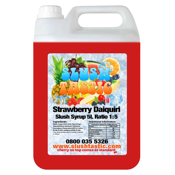 Corporate Vending Slush Syrup 5L Bottle Slushtastic Syrup Strawberry Daiquiri